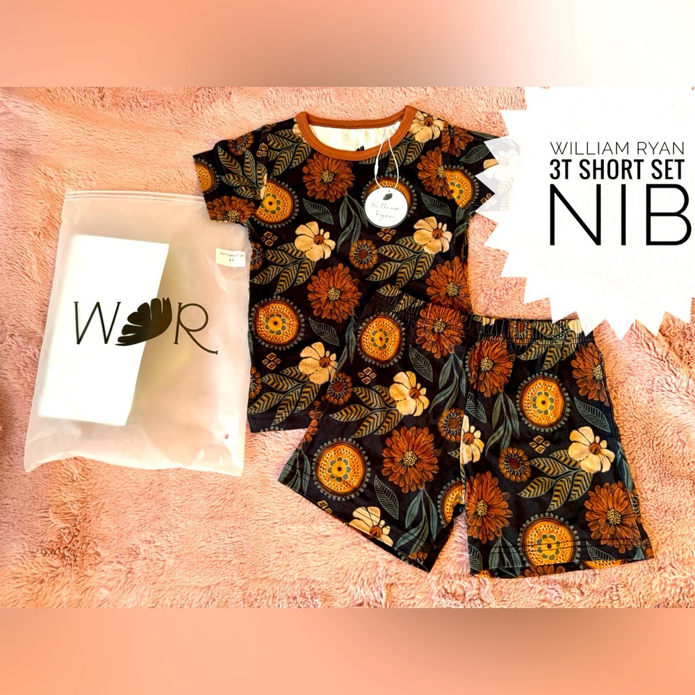 William Ryan Floral Short Set - Black and Orange